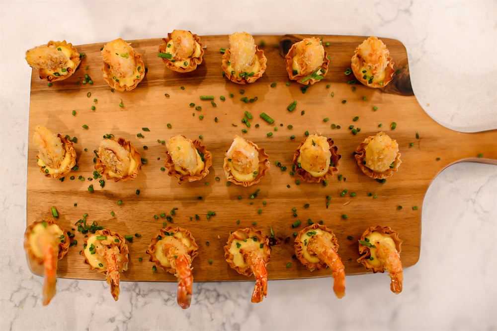 Chef Kaynan assembling shrimp canapes